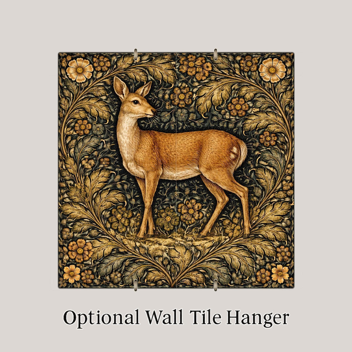 Roe Deer Woodland Wall Art Ceramic Tile – Rustic Farmhouse Wall Decor – Forest Animal Cabin Home Decor Gift