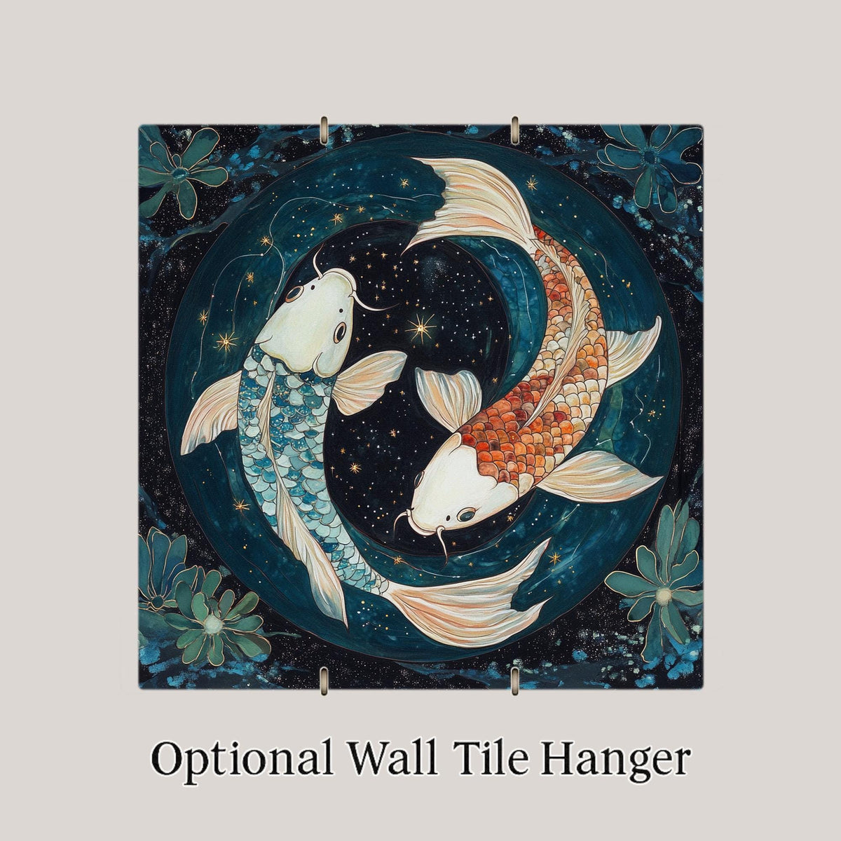 Pisces Wall Art Ceramic Tile Zodiac Gift Koi Fish Decor Pisces Lover Art Astrology Gift Art Tile