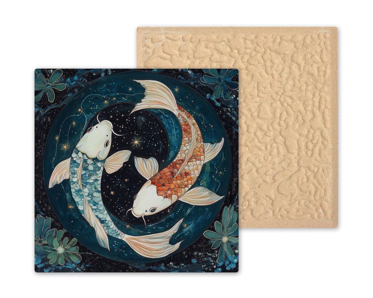 Pisces Wall Art Ceramic Tile Zodiac Gift Koi Fish Decor Pisces Lover Art Astrology Gift Art Tile