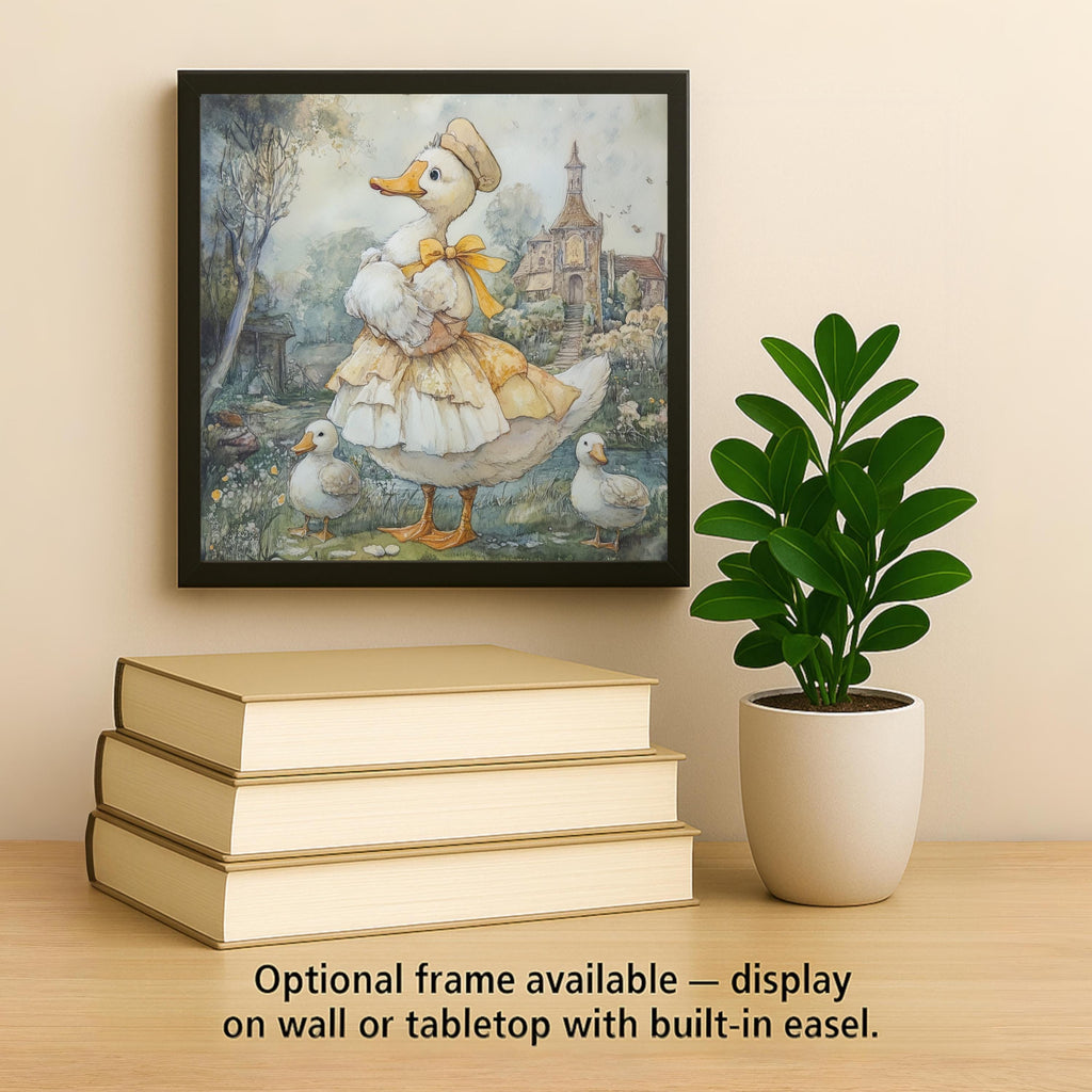 Mother Goose Wall Art Ceramic Tile Stained Glass Style Whimsical Gift for Her Nursery Nature Decor Art