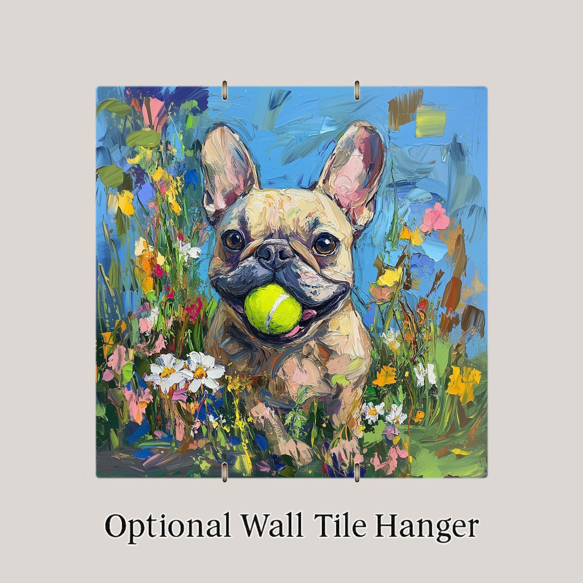 French Bulldog Wall Art Ceramic Tile – Let’s Play Fetch – French Bulldog Gift – Dog Lover Wall Decor – Frenchie Decor