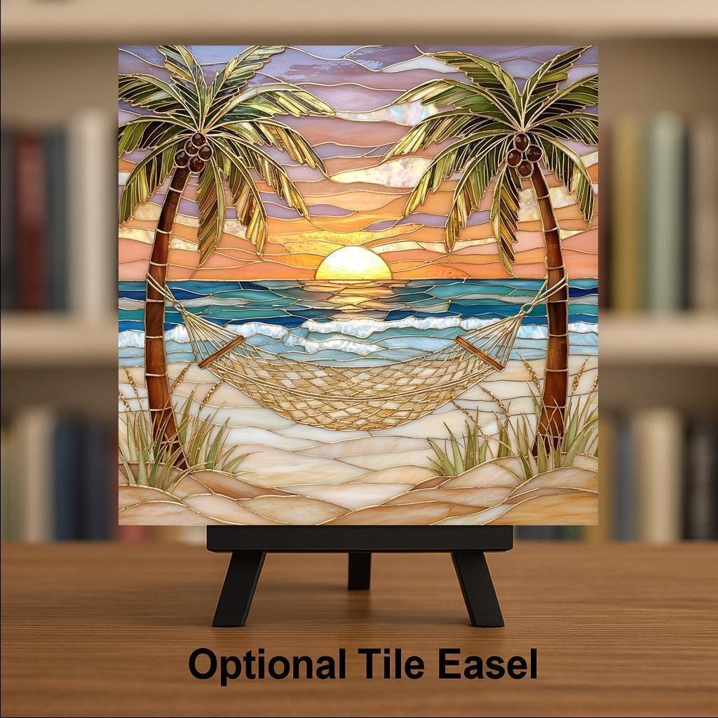 Coastal Sunset Ceramic Art Tile: Coastal Wall Decor Beach House Accent Ocean Home Decor Wall Art Tropical Sunset Beach House Coastal Natu