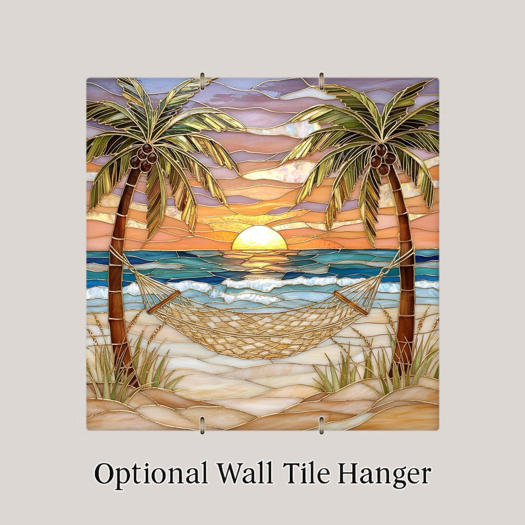 Coastal Sunset Ceramic Art Tile: Coastal Wall Decor Beach House Accent Ocean Home Decor Wall Art Tropical Sunset Beach House Coastal Natu