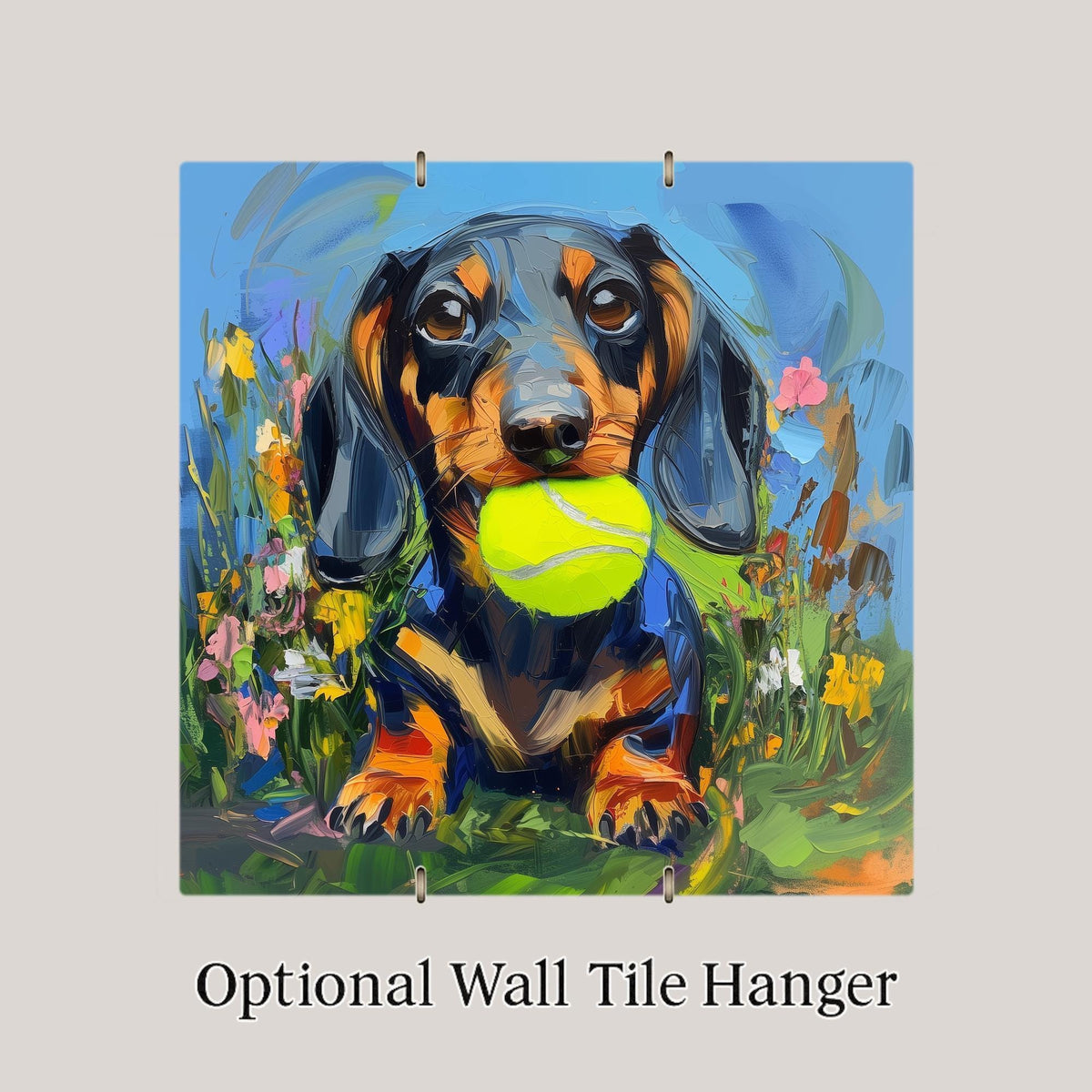 Dachshund Wall Art Ceramic Tile – Let’s Play Fetch – Wiener Dog Wall Decor – Dachshund Gift – Dog Lover Decor – Colorful Dog Home Decor