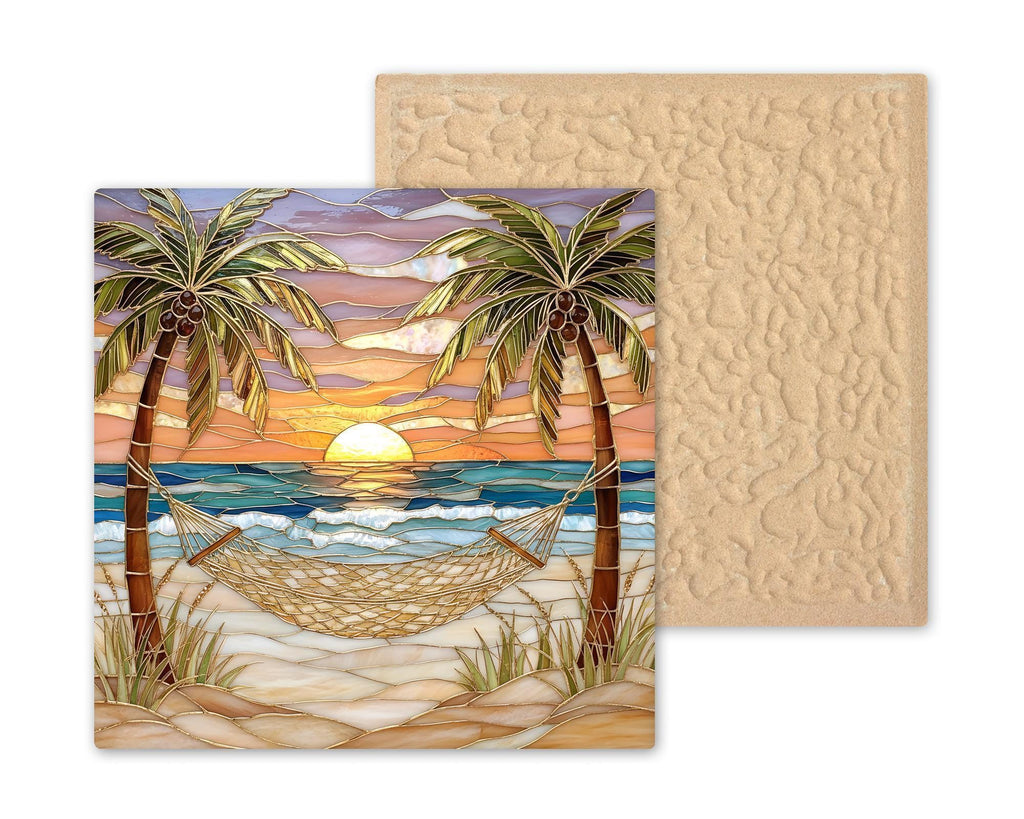 Coastal Sunset Ceramic Art Tile: Coastal Wall Decor Beach House Accent Ocean Home Decor Wall Art Tropical Sunset Beach House Coastal Natu