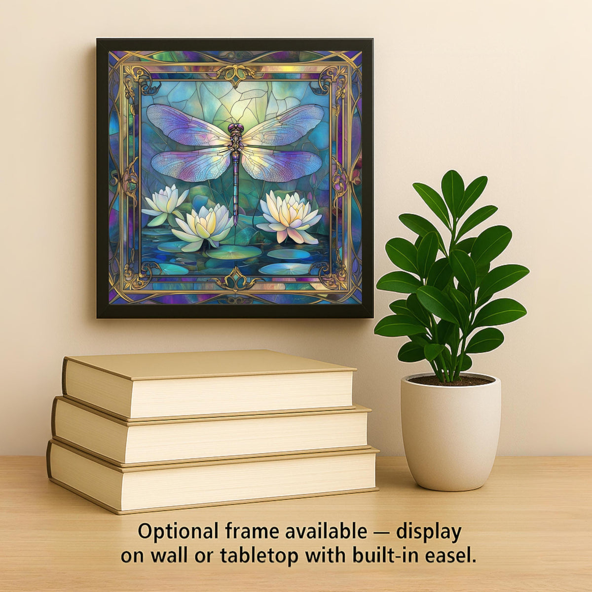 Dragonfly Wall Art Ceramic Tile Art Nouveau Gift William Morris Style Stained Glass Decor Memorial Nature Sympathy