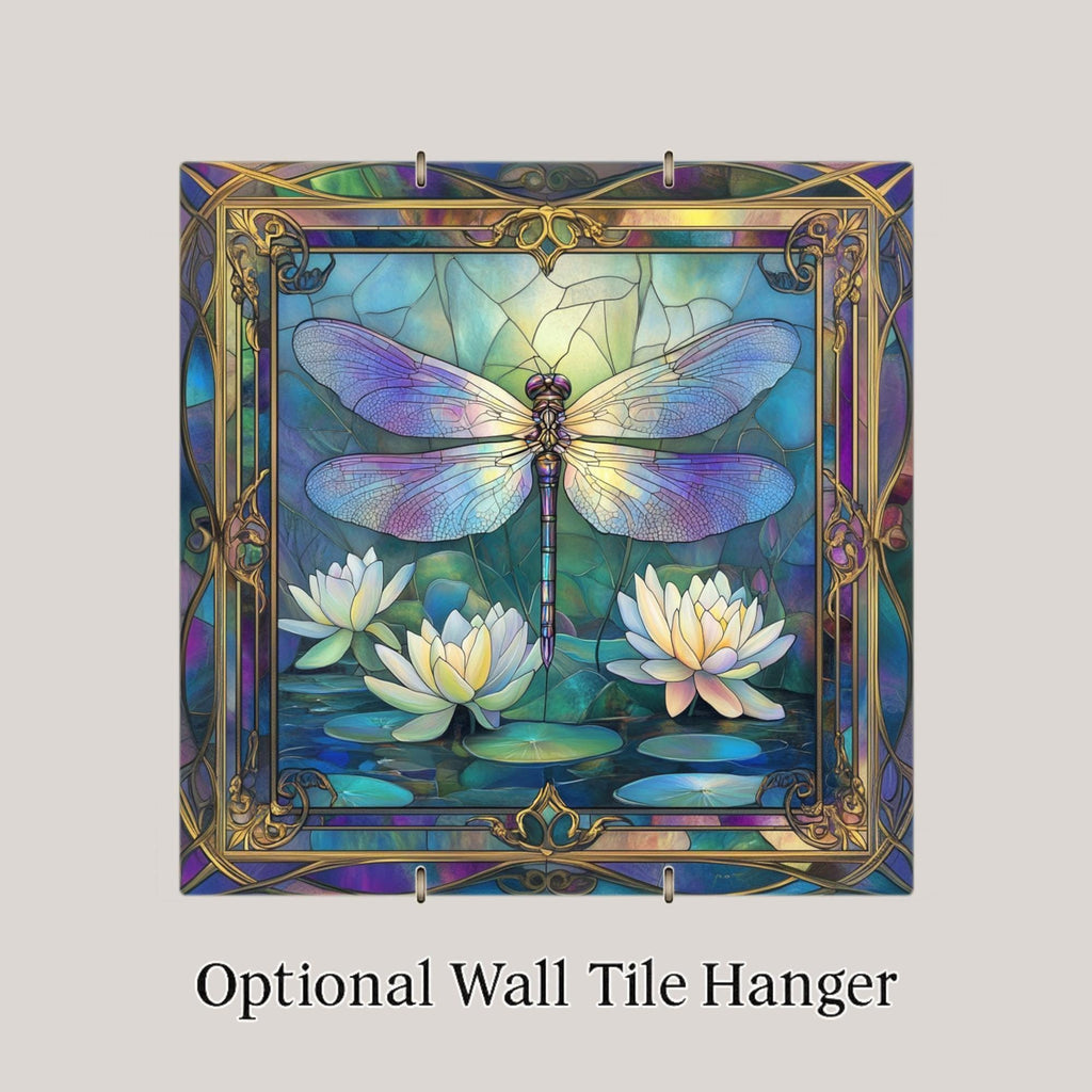 Dragonfly Wall Art Ceramic Tile Art Nouveau Gift William Morris Style Stained Glass Decor Memorial Nature Sympathy