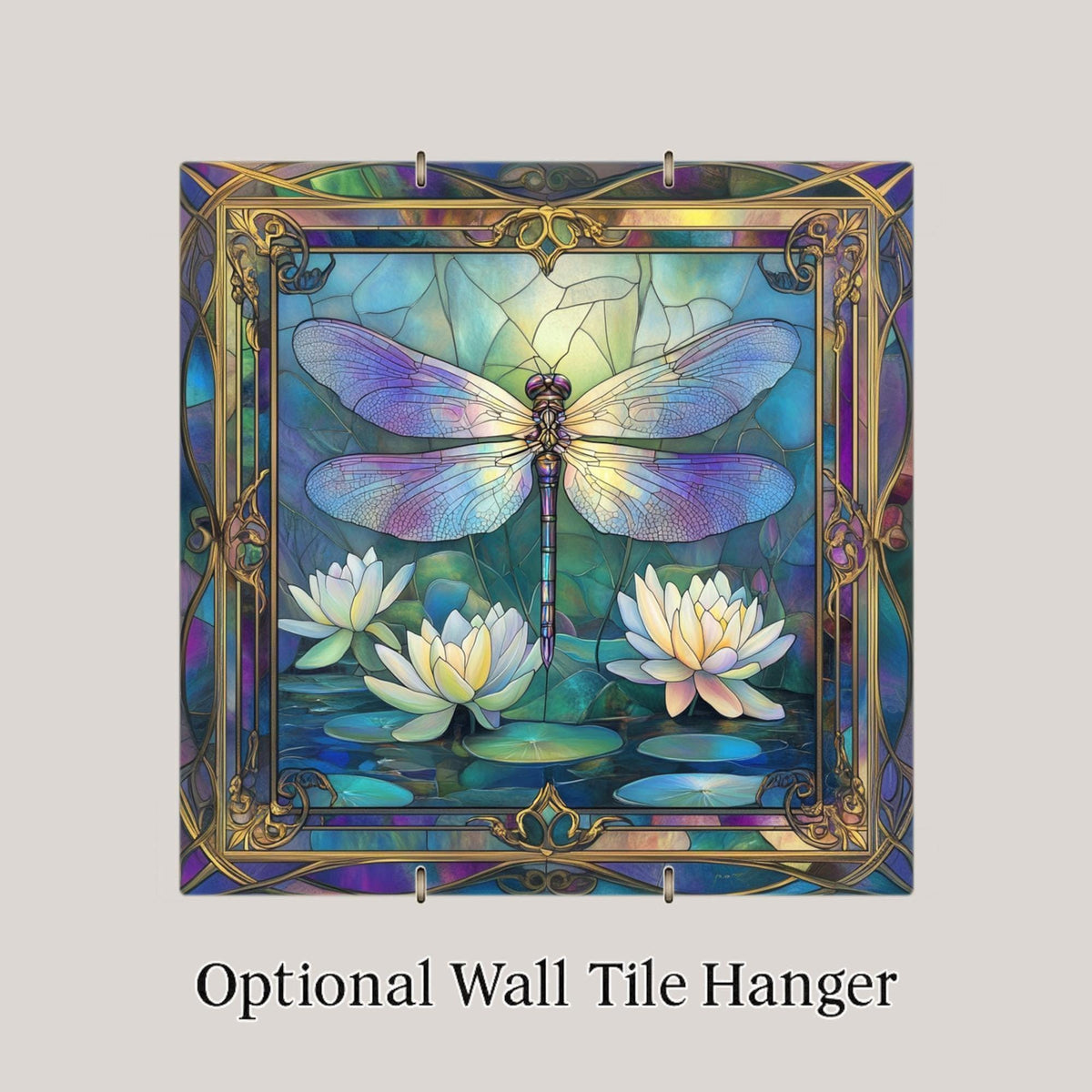 Dragonfly Wall Art Ceramic Tile Art Nouveau Gift William Morris Style Stained Glass Decor Memorial Nature Sympathy