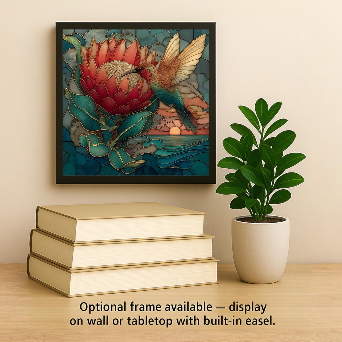Hummingbird Wall Art Ceramic Tile Coastal Wall Decor Home Decor Protea Flower Wall Art Ceramic Tile Stained Glass Style Bird Gift