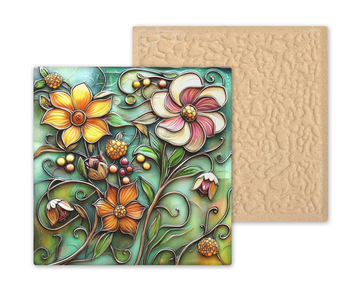 Summer Garden Wall Art Ceramic Tile Floral Gift Cottage Garden Decor Botanical Nature Spring Art