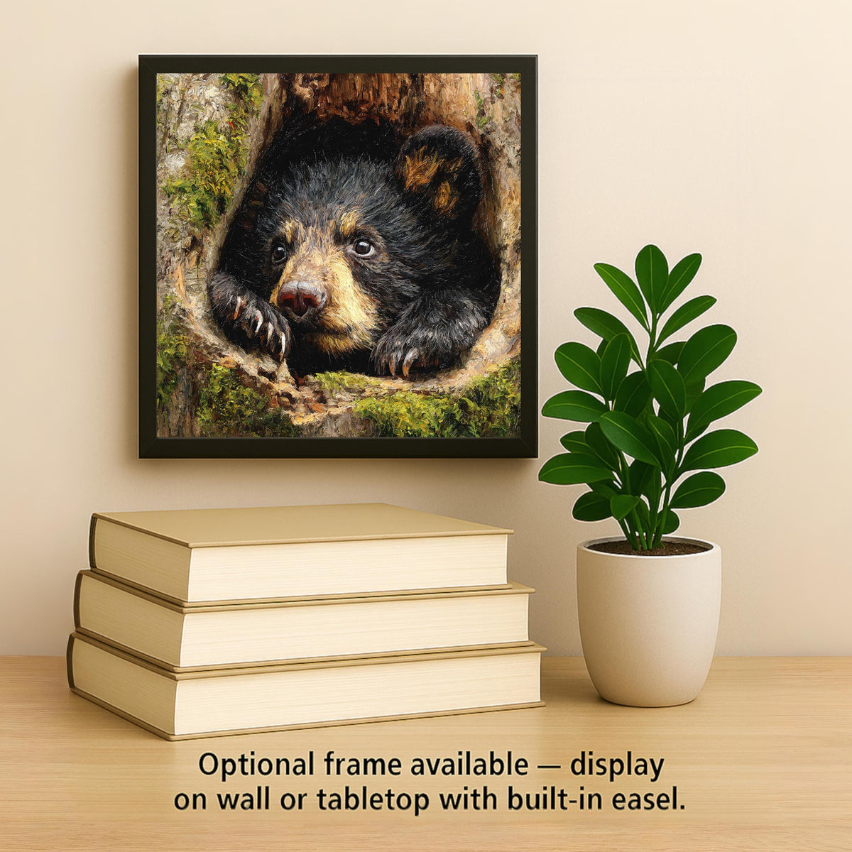 Black Bear Cub Ceramic Tile Wall Art - Woodland Wildlife Nature Decor for Rustic Cabin Home Display