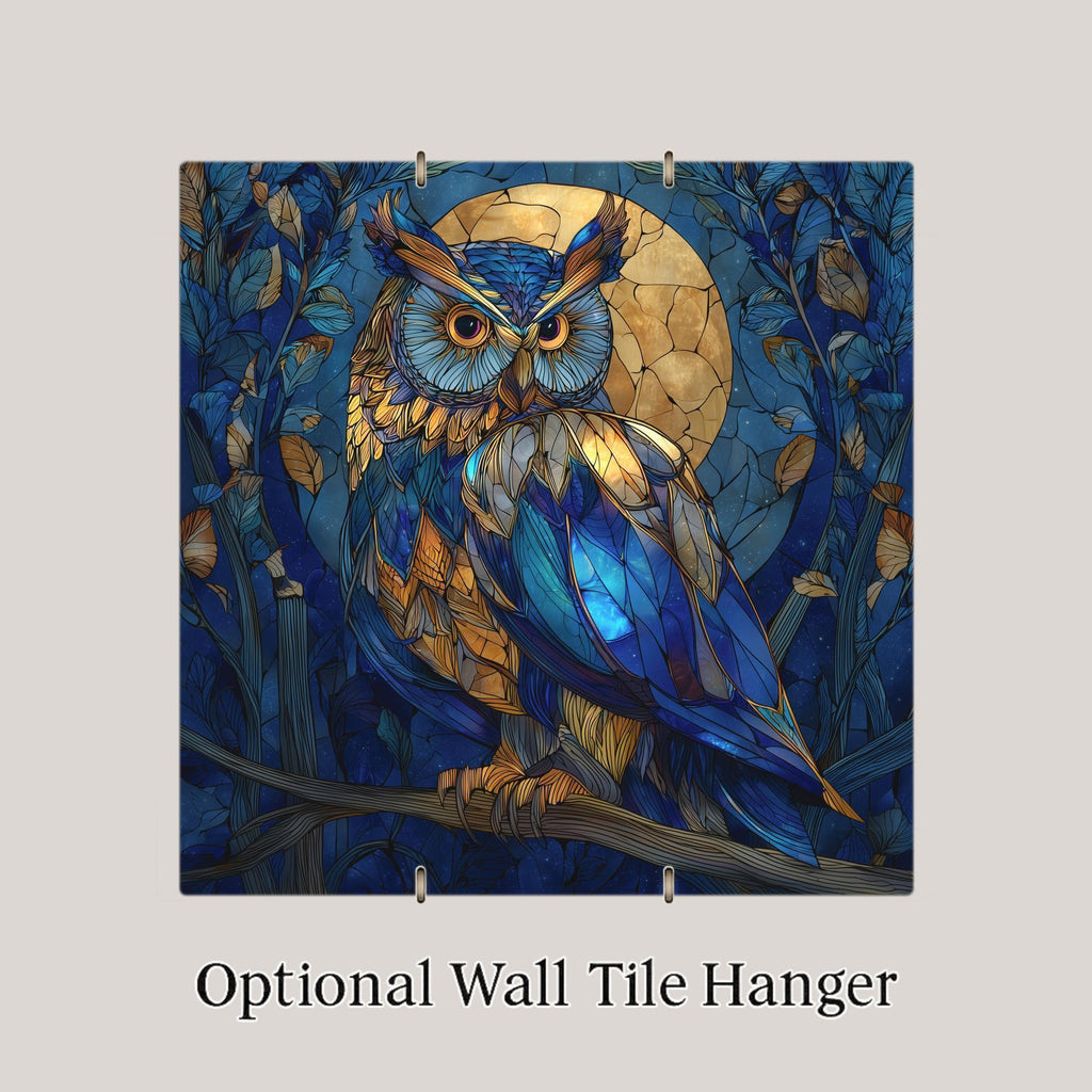 Owl Wall Art Ceramic Tile Woodland Gift Nature Forest Decor Owl Lover Art Night Gift Tile