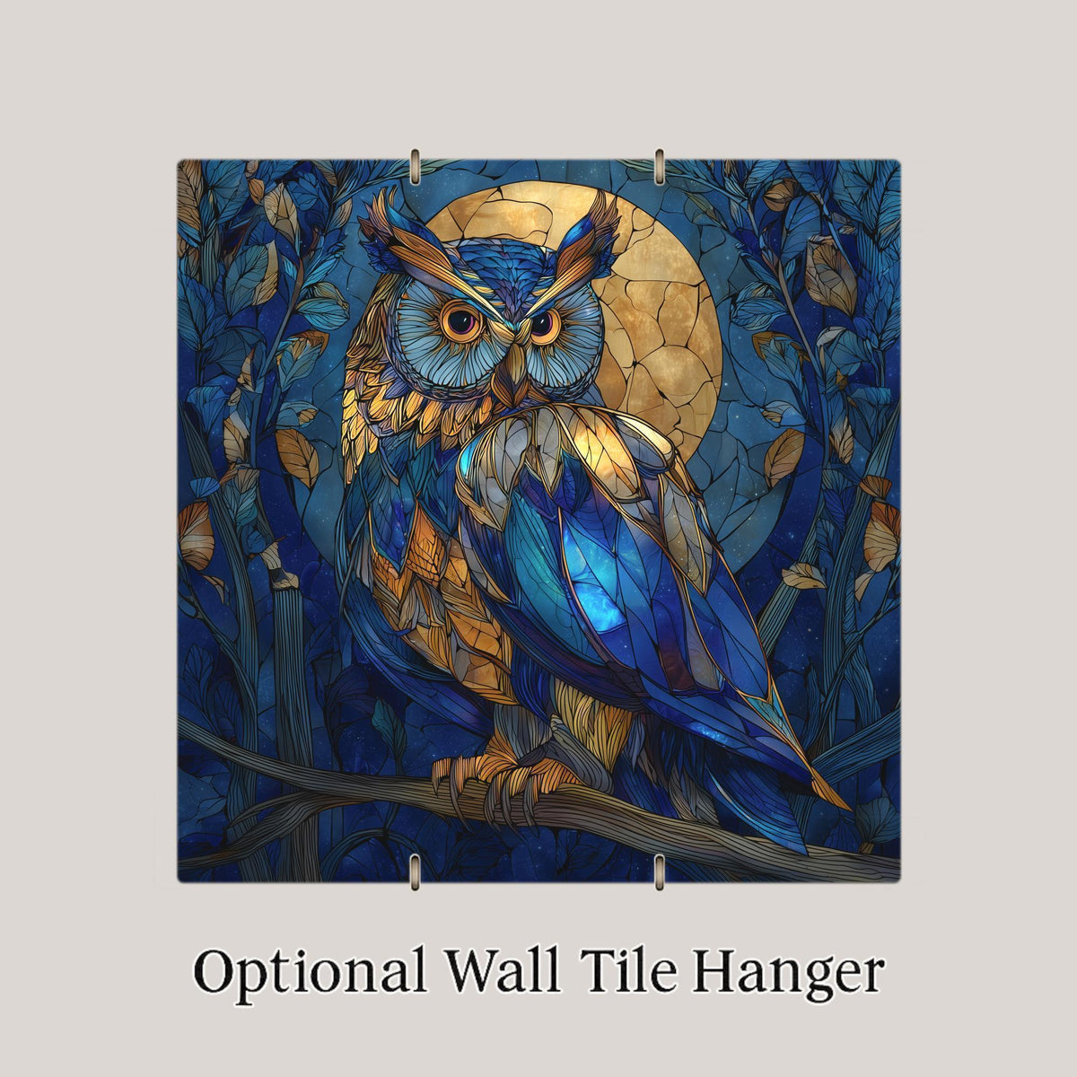 Owl Wall Art Ceramic Tile Woodland Gift Nature Forest Decor Owl Lover Art Night Gift Tile