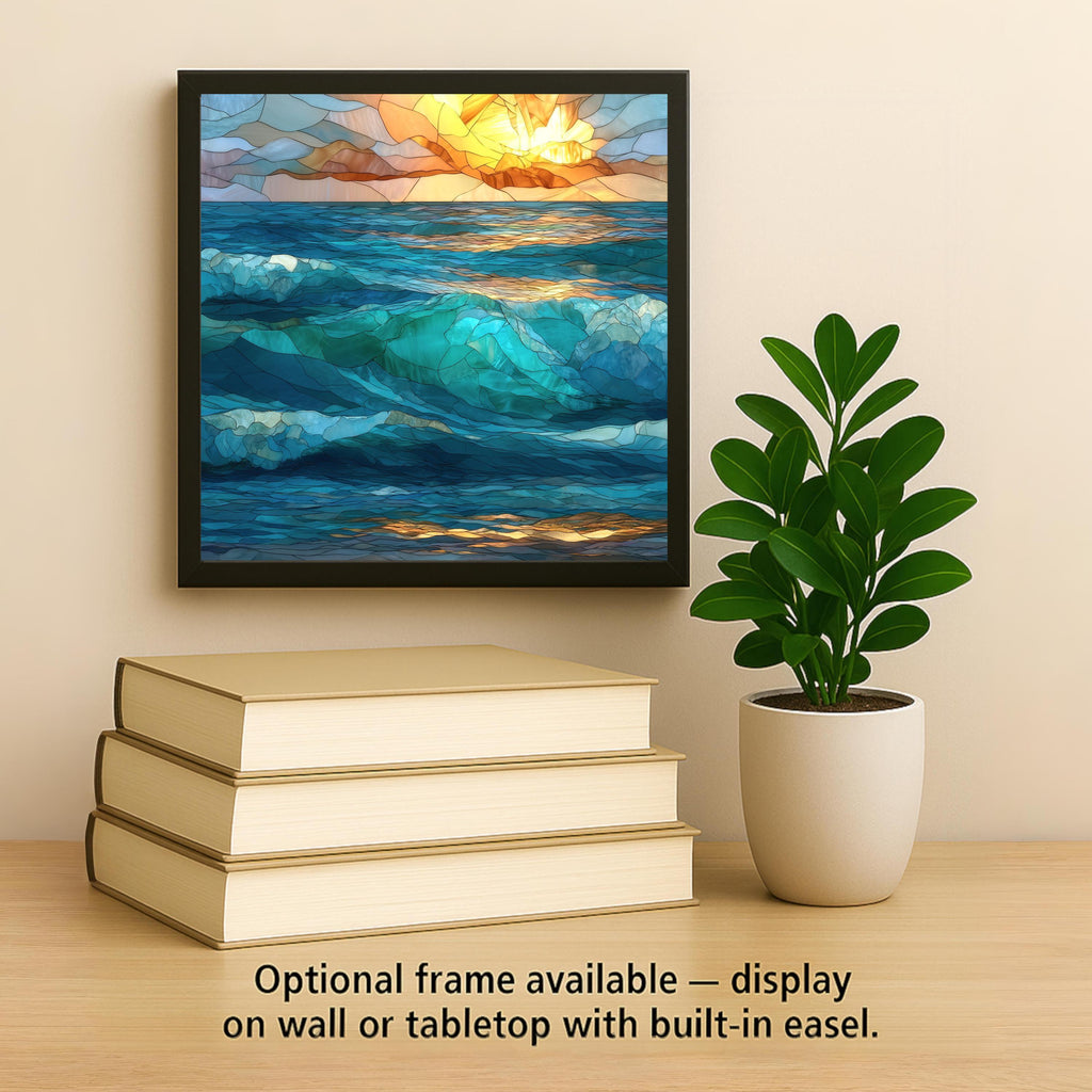 Abstract Ocean Waves Ceramic Art Tile: Coastal Wall Decor Beach House Accent Ocean Home Decor Wall Art Calming Sea Abstract Ocean Art