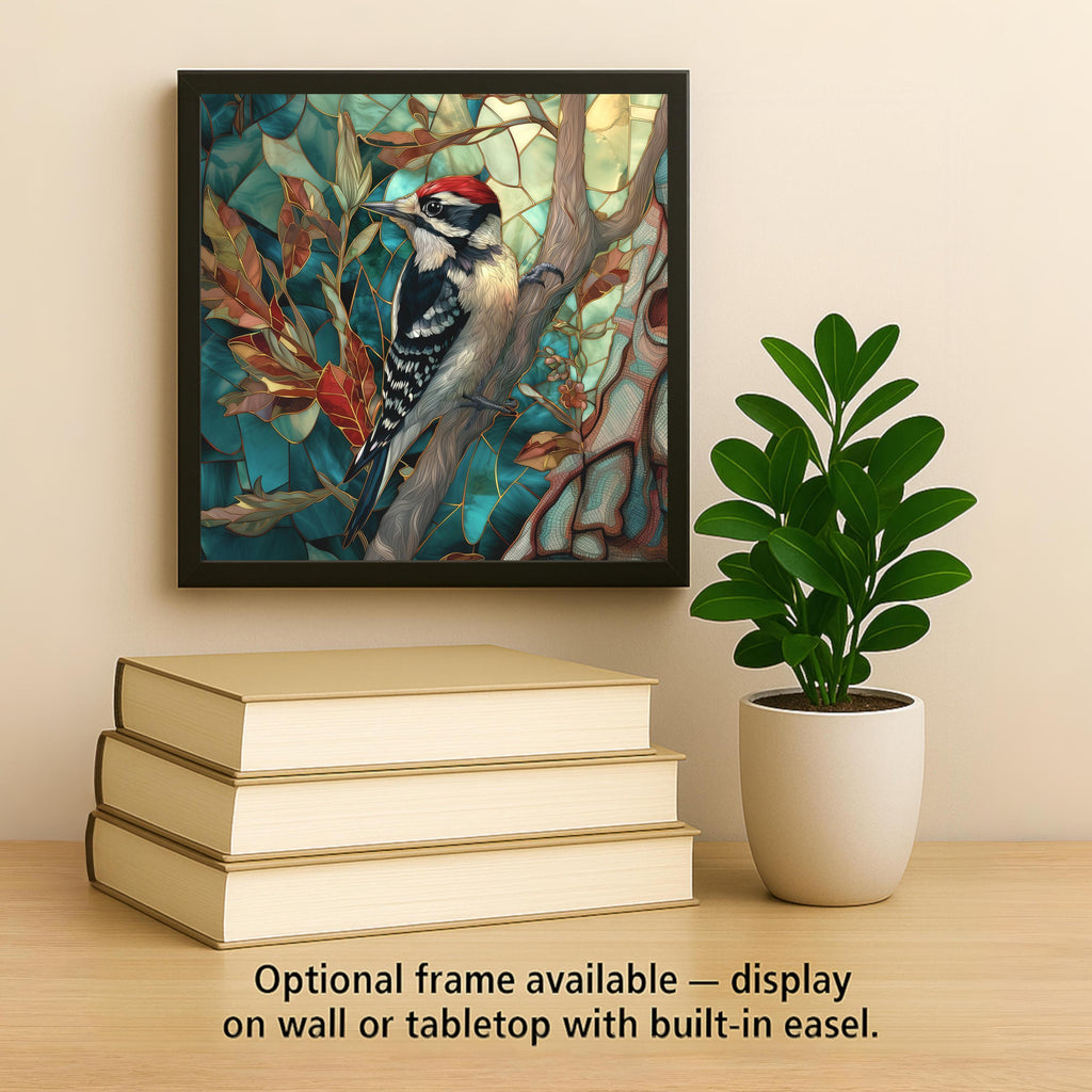 Woodpecker William Morris Ceramic Art Tile: Nature Wall Decor Bird Lover Gift Home Decor Wall Art Botanical Birdwatcher Woodland Nature Art