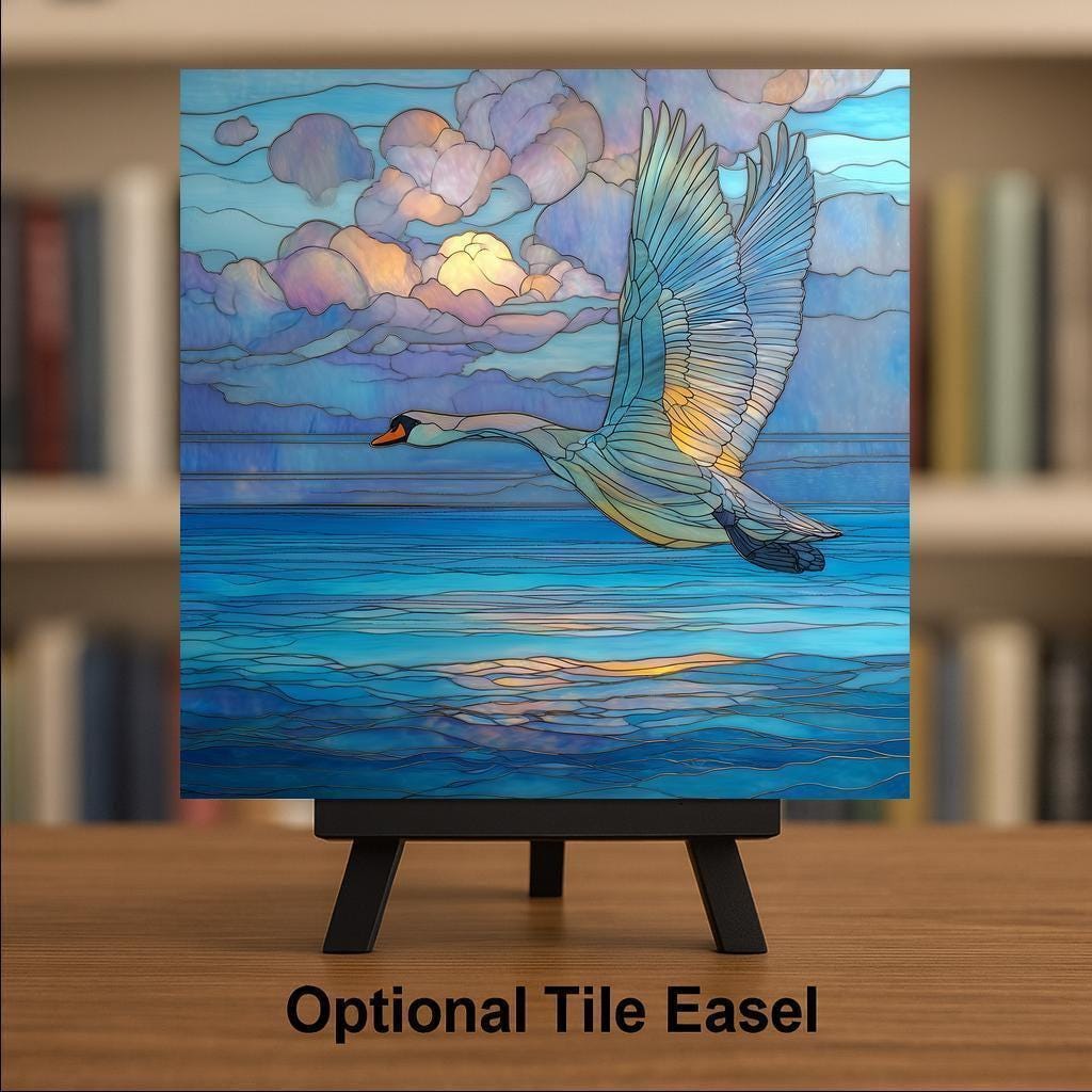 Swan Wall Art Ceramic Tile Swan in Flight Gift Bird Wall Decor Wildlife Bird Art