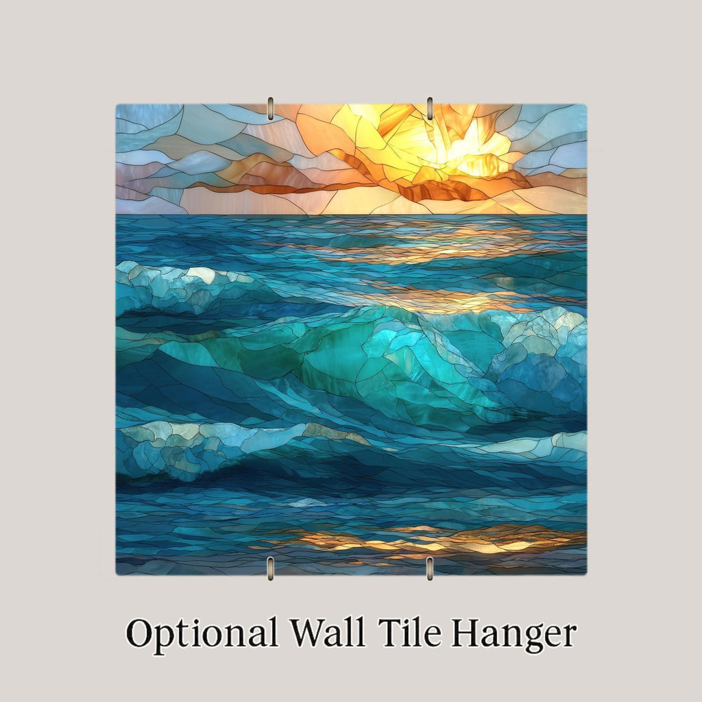 Abstract Ocean Waves Ceramic Art Tile: Coastal Wall Decor Beach House Accent Ocean Home Decor Wall Art Calming Sea Abstract Ocean Art