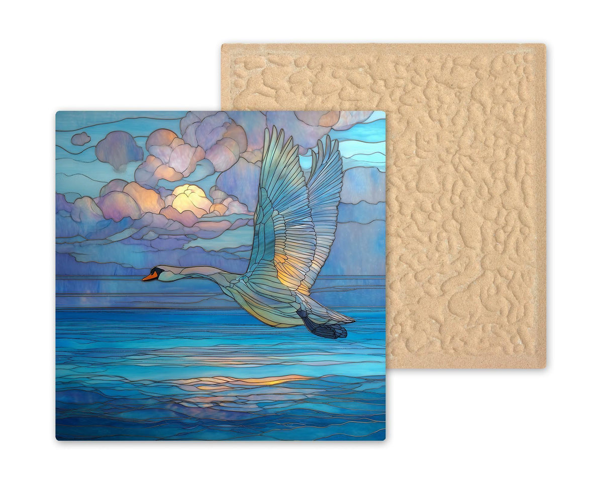 Swan Wall Art Ceramic Tile Swan in Flight Gift Bird Wall Decor Wildlife Bird Art