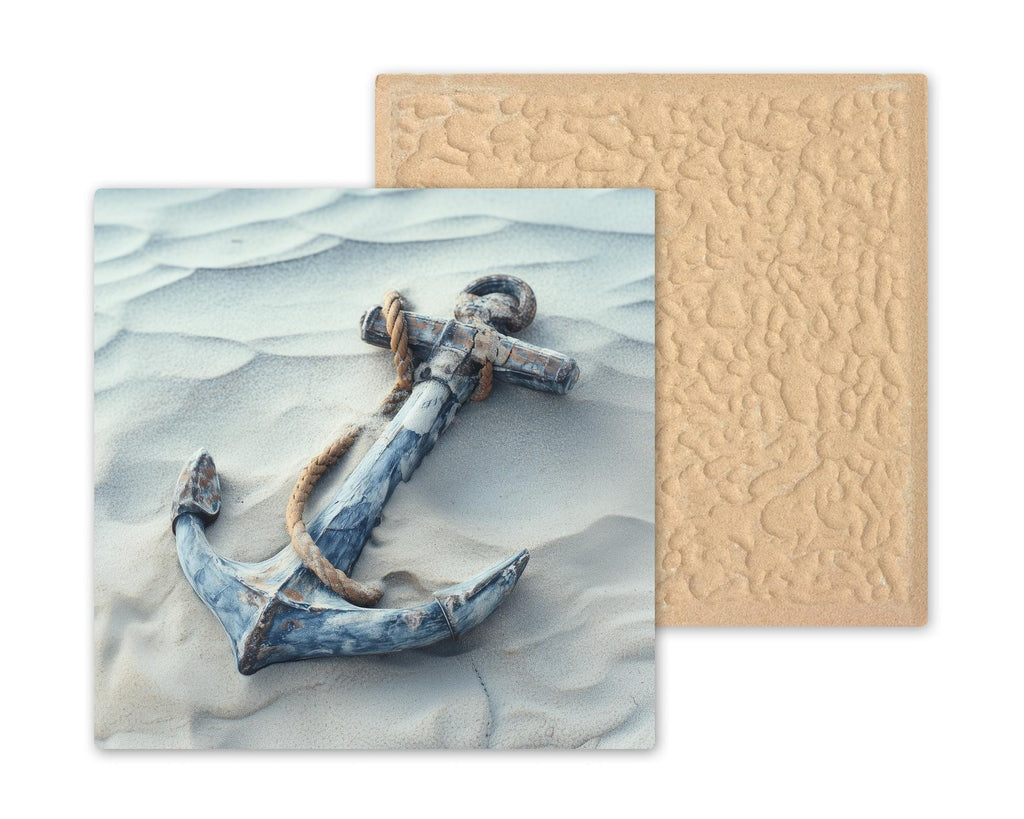 Nautical Anchor Ceramic Tile Wall Art - Coastal Beach Ocean Seaside Home Decor Marine Inspired