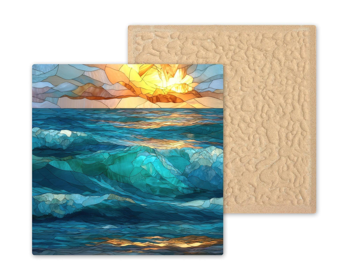 Abstract Ocean Waves Ceramic Art Tile: Coastal Wall Decor Beach House Accent Ocean Home Decor Wall Art Calming Sea Abstract Ocean Art