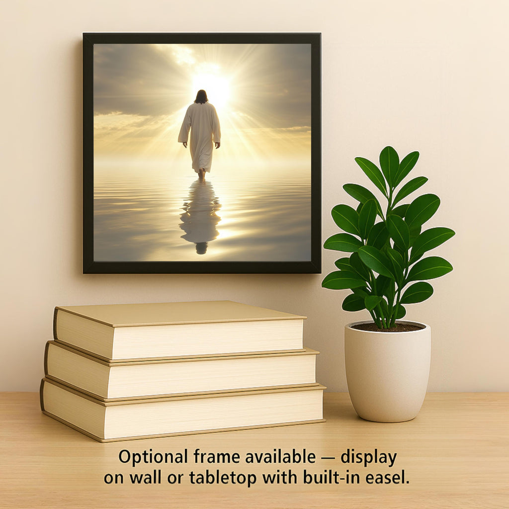 Jesus Walking on Water Wall Art Ceramic Tile Stained Glass Style Spiritual Memorial Religious Gift Decor