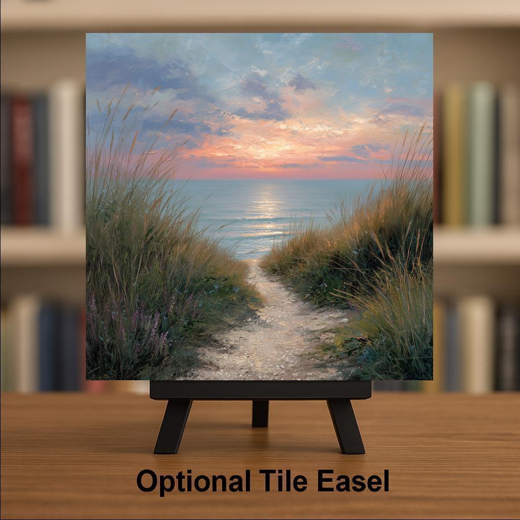 Cape Cod Wall Art Ceramic Tile Coastal Gift Beach Path Decor Sunset Sea Art New England Gift Tile