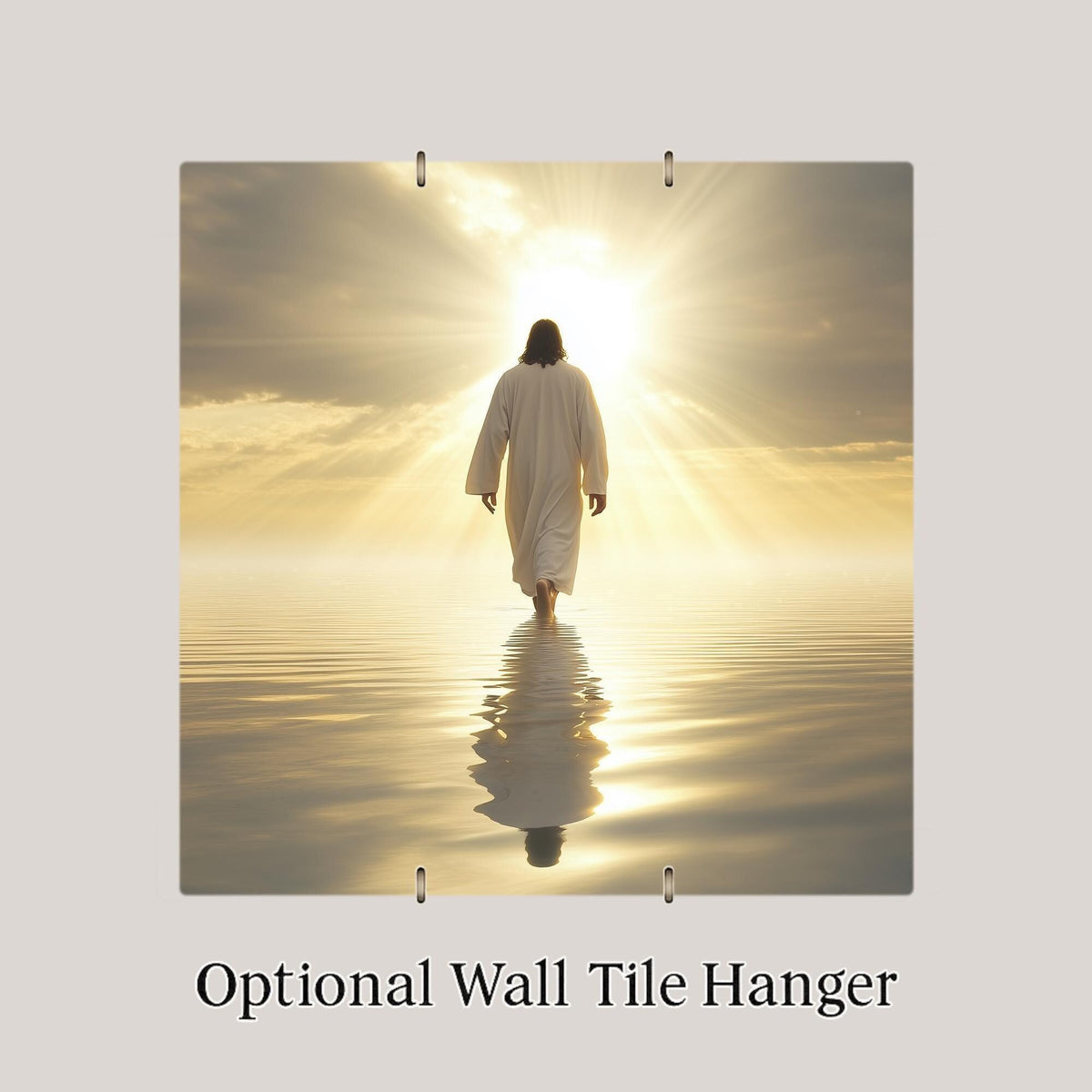 Jesus Walking on Water Wall Art Ceramic Tile Stained Glass Style Spiritual Memorial Religious Gift Decor