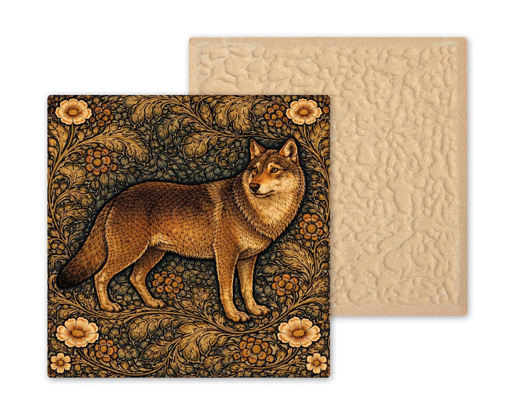 Wolf Woodland Wall Art Ceramic Tile Rustic Cabin Decor Forest Animal Artwork Wildlife Home Decor Lodge Decor Nature Wall Art