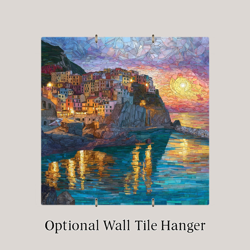 Cinque Terre Wall Art Ceramic Tile Italy Gift Italian Riviera Decor Cliffside Village Art Travel Lover Gift Tile