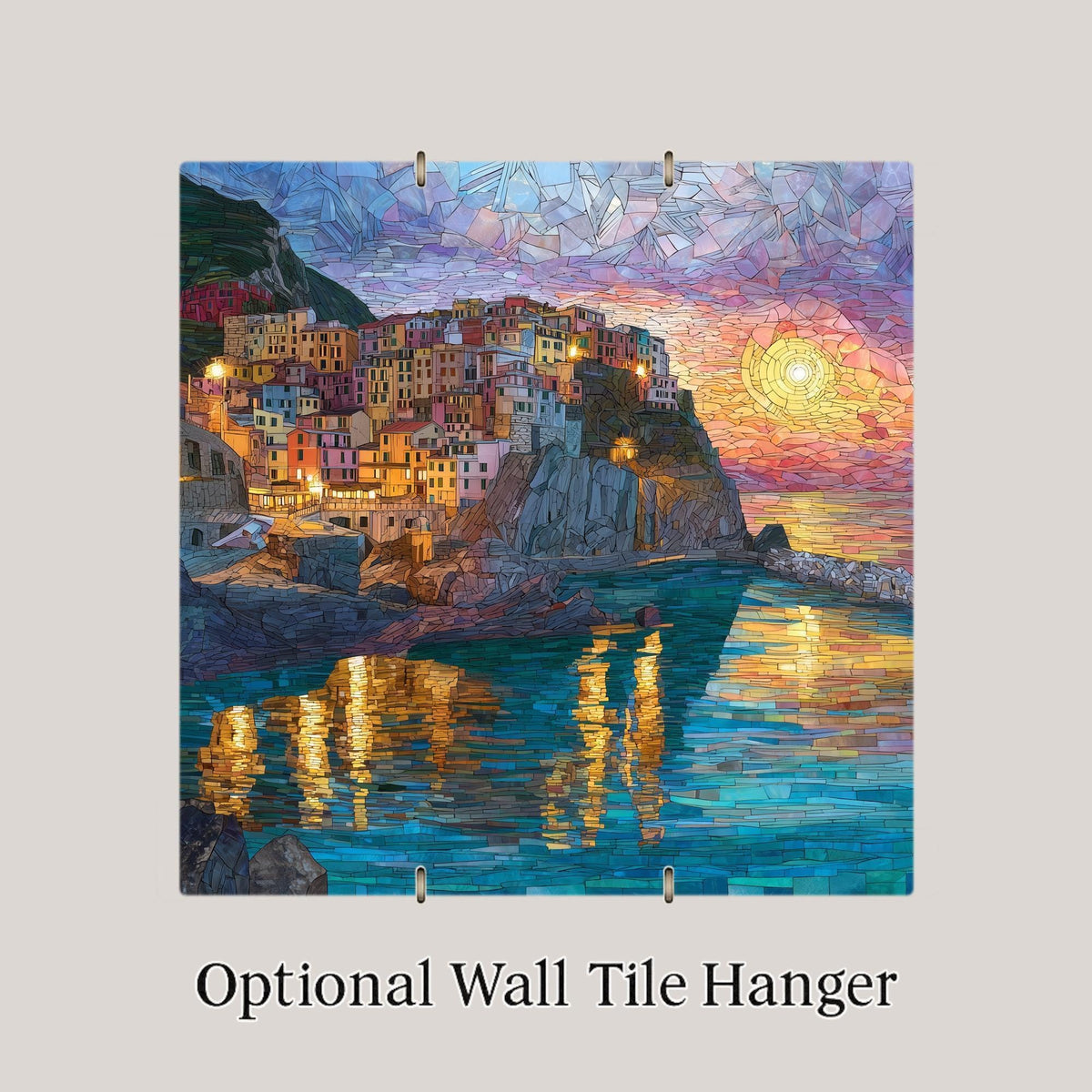 Cinque Terre Wall Art Ceramic Tile Italy Gift Italian Riviera Decor Cliffside Village Art Travel Lover Gift Tile