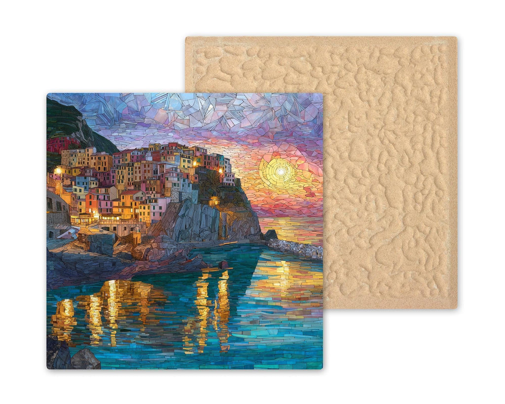 Cinque Terre Wall Art Ceramic Tile Italy Gift Italian Riviera Decor Cliffside Village Art Travel Lover Gift Tile