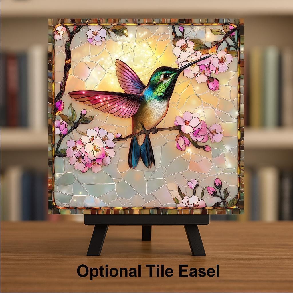 Hummingbird Wall Art Ceramic Tile Garden Decor Hummingbird Lover Gift Floral Art Nature Gift Tile