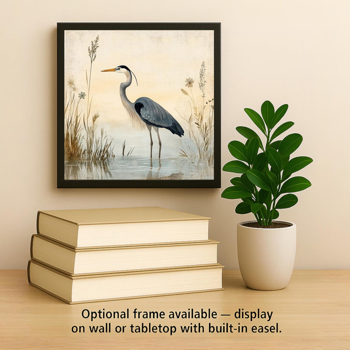 Blue Heron Ceramic Art Tile: Coastal Wall Decor Beach House Accent Ocean Home Decor Wall Art
