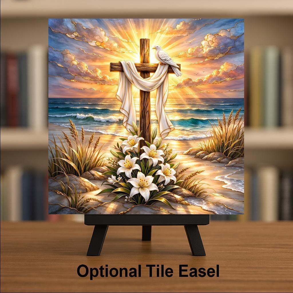 Cross Wall Art Ceramic Tile Faith Christian Gift Religious Wall Decor Prayer Room Sympathy Keepsake Accent Tile
