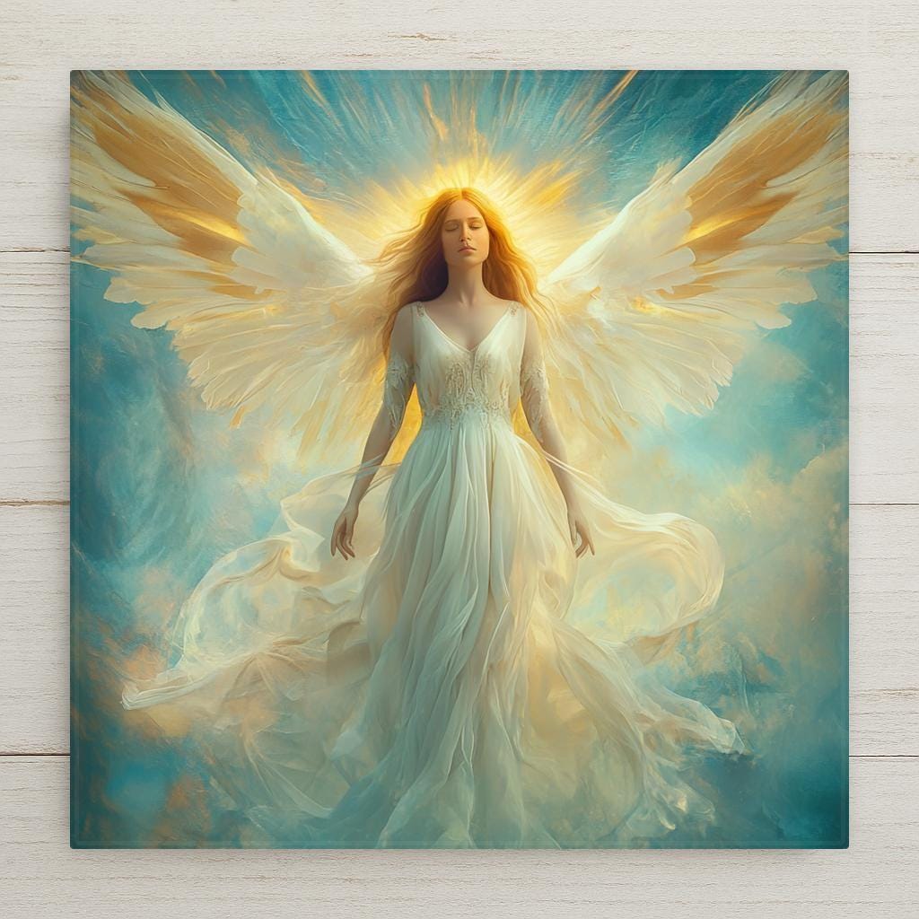 Celebrate divine beauty with this Christian Angel ceramic tile art, a graceful fusion of symbolism and abstract expression. This artwork features a radiant angel set against a heavenly backdrop, glowing with soft celestial tones and intricate texture.