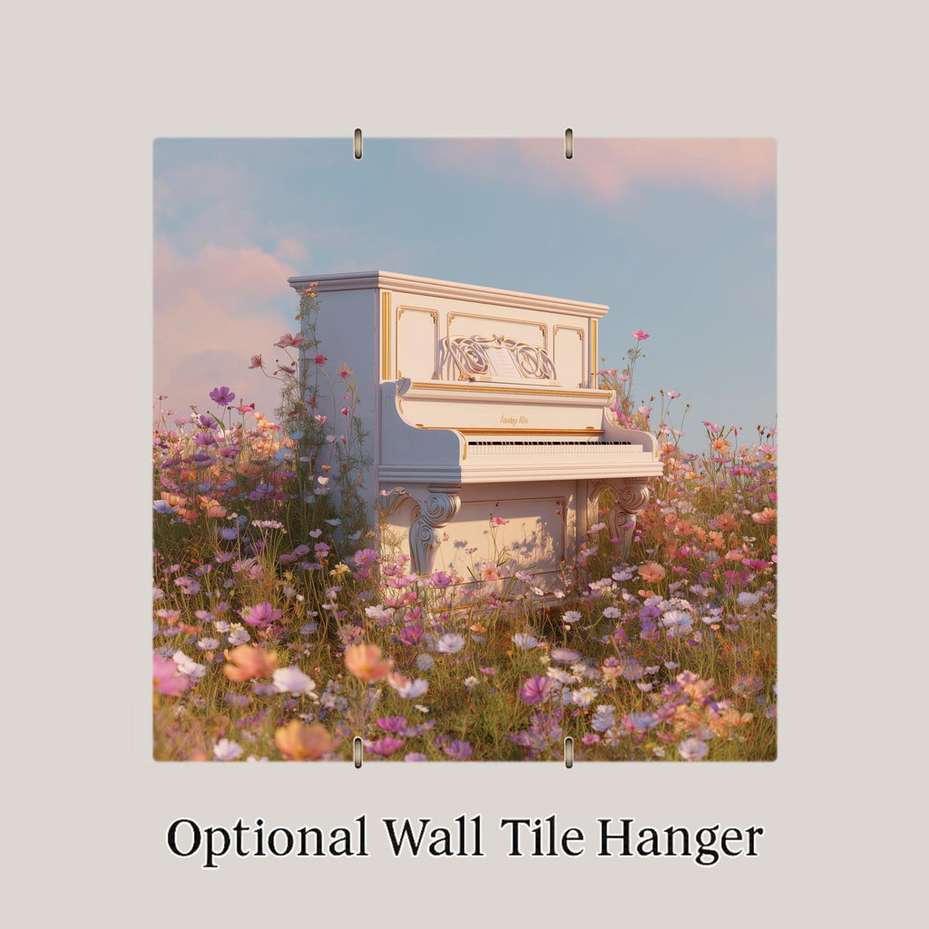 Piano Music Lover Gift Ceramic Tile Wall Art Wildflower Floral Piano Decor Cottagecore Music Room Gift Tile