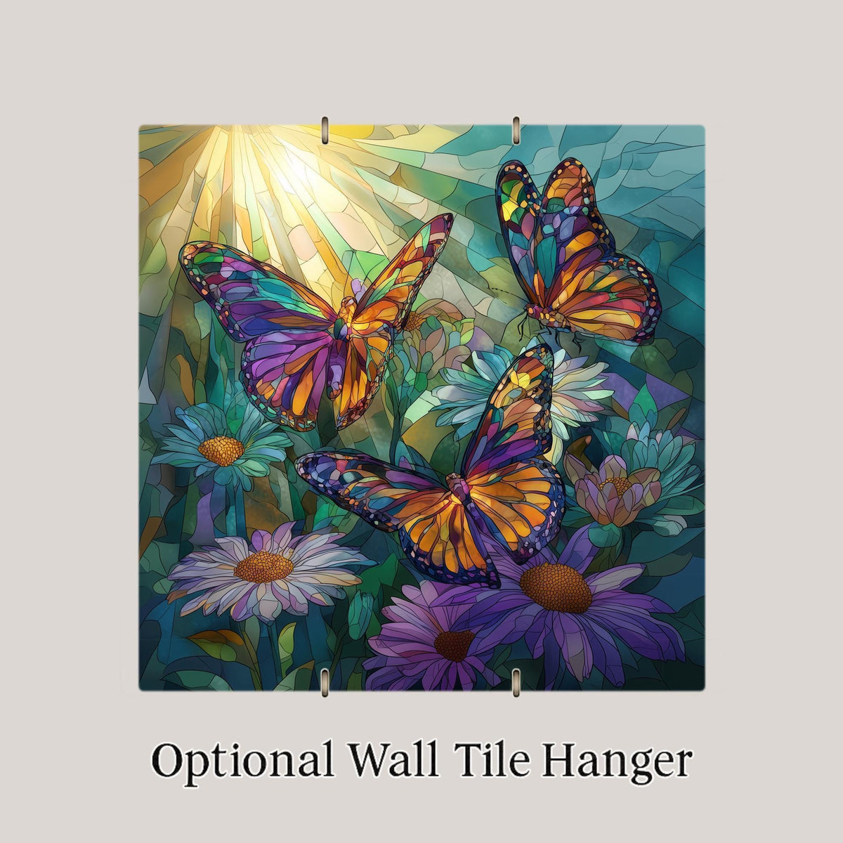 Monarch Wildflower Wall Art Ceramic Tile Nature Gift Colorful Butterfly Decor Wildflower Art Encouragement Gift Tile