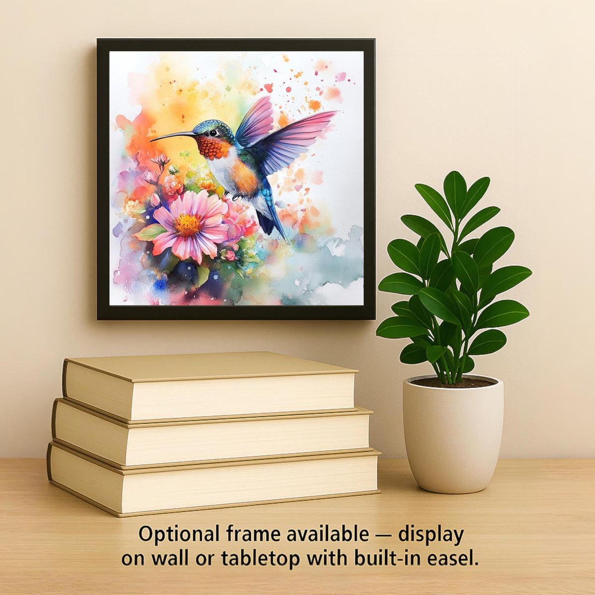 Watercolor Floral Hummingbird Wall Art Ceramic Tile Garden Gift Stained Glass Style Decor Bird Art Hummingbird Gift Tile