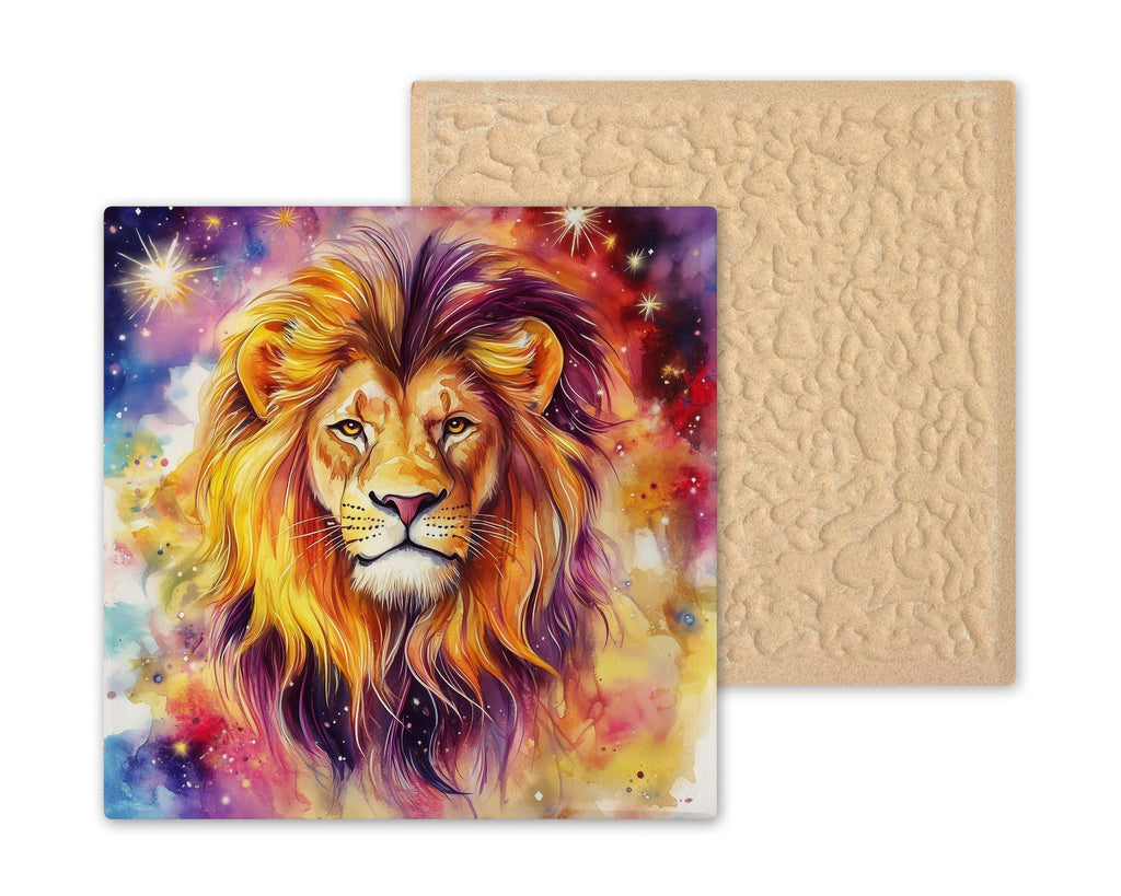 Leo Zodiac Wall Art Ceramic Tile Astrology Gift Watercolor Lion Decor Star Sign Art Leo Lover Gift Tile