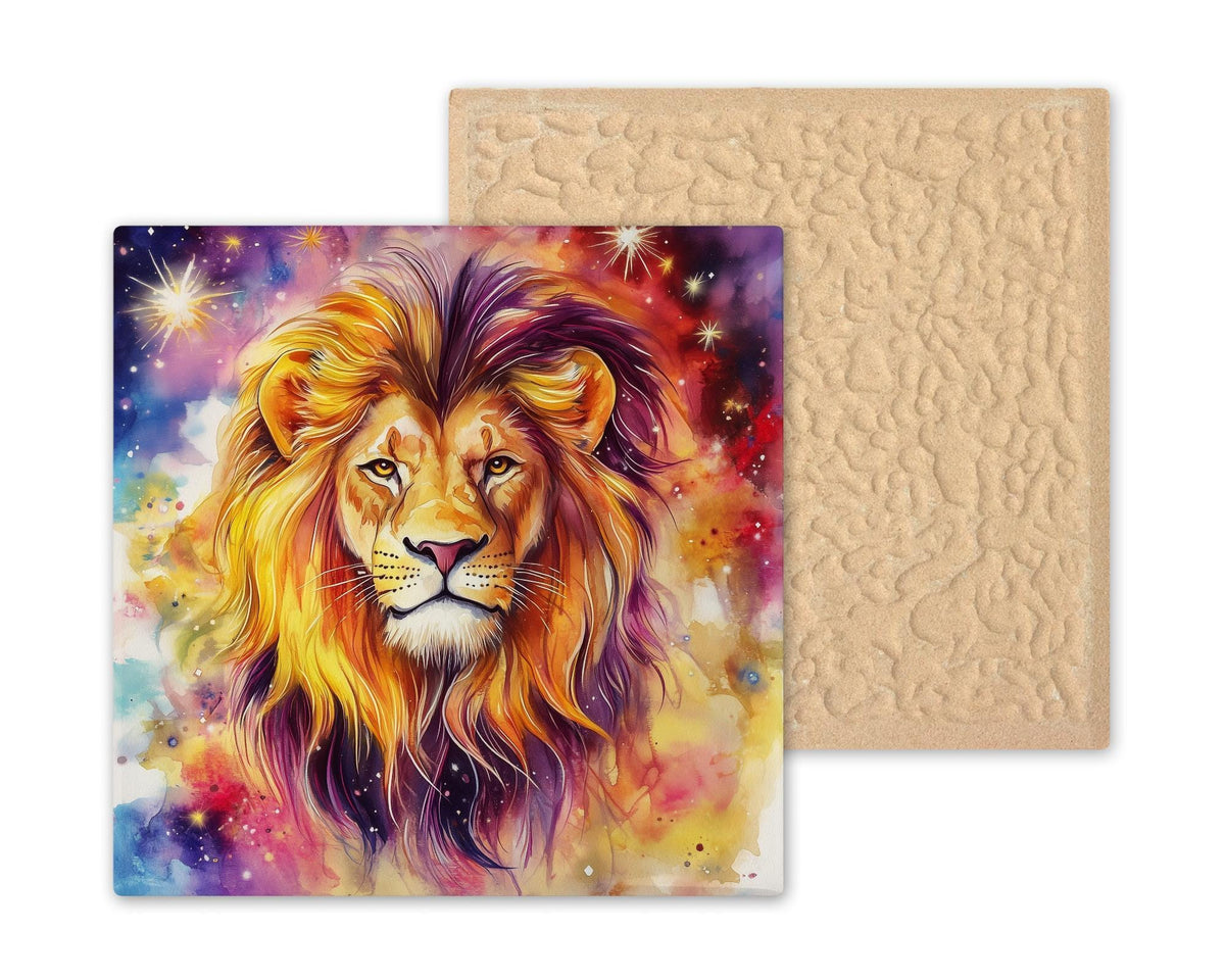 Leo Zodiac Wall Art Ceramic Tile Astrology Gift Watercolor Lion Decor Star Sign Art Leo Lover Gift Tile