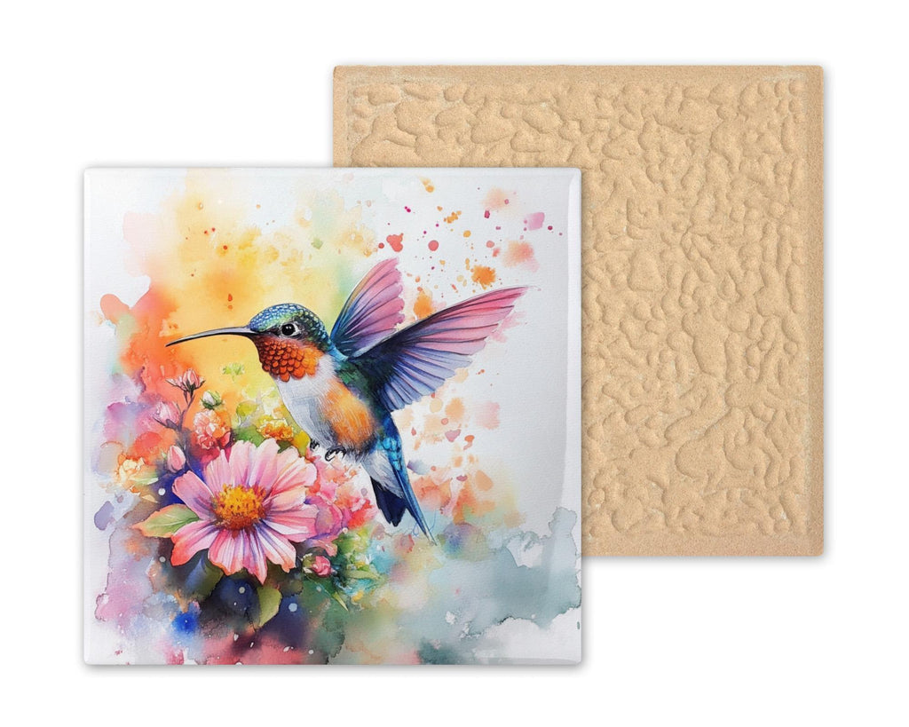 Add a touch of nature to your home with this stunning Hummingbird Tile Art. Expertly crafted in watercolor, this figurative art piece is inspired by the beauty of hummingbirds and floral decor. Perfect to use as a trivet or simply display as an elegant decor accent.