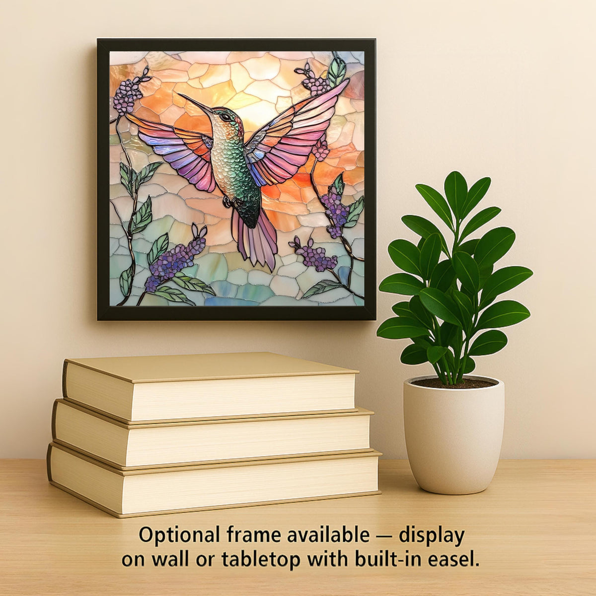 Hummingbird Vibrant Wall Art Ceramic Tile Garden Gift Stained Glass Style Decor Bird Art Nature Lover Art Gift Tile