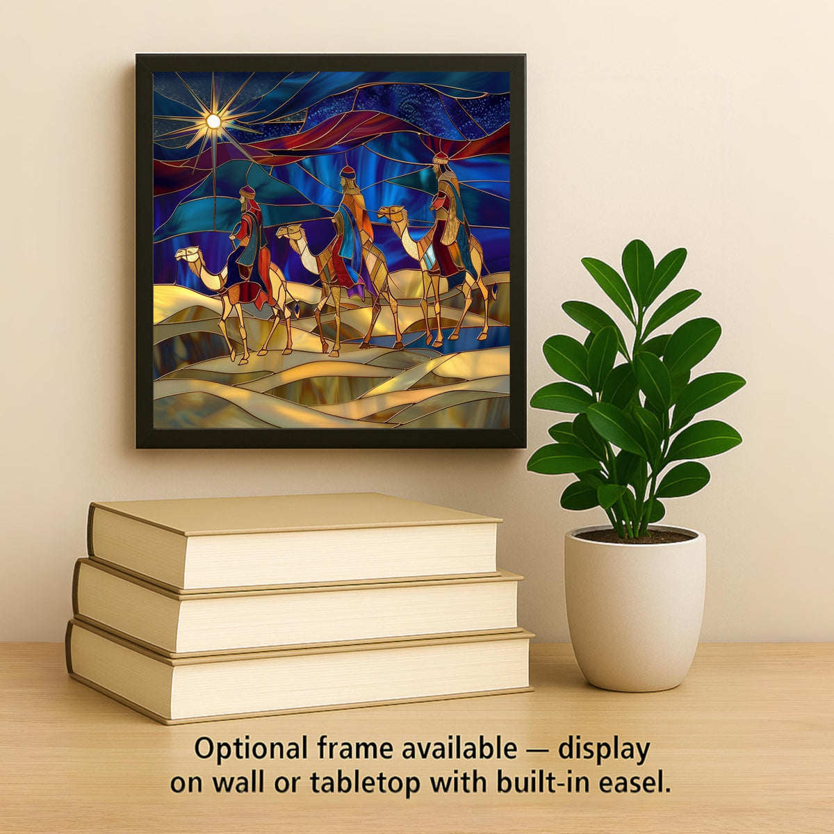 Nativity Wall Art Ceramic Tile Three Wise Men Christmas Gift Stained Glass Style Religious Decor Faith Art