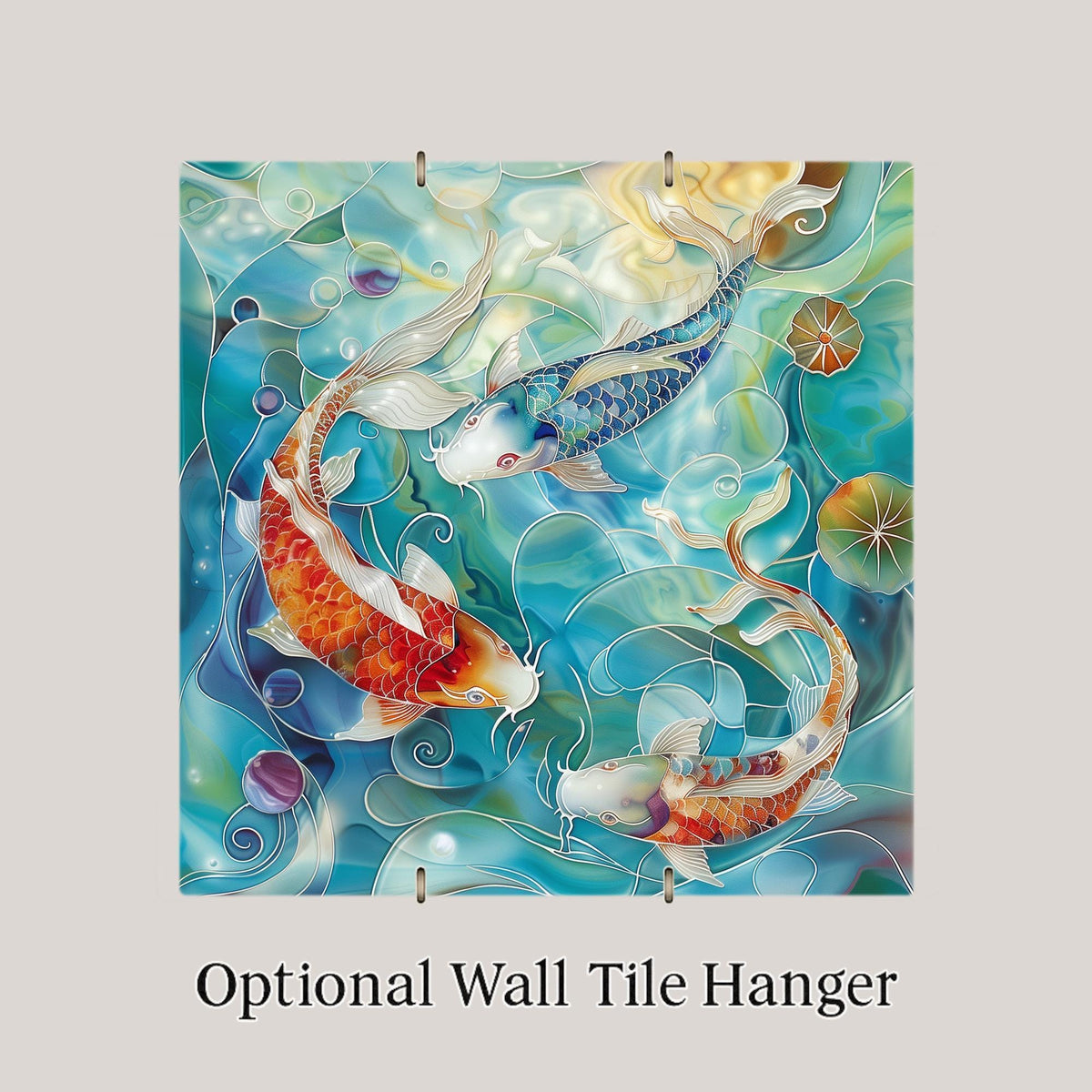 Koi Fish Wall Art Ceramic Tile Japanese Gift Zen Decor Vibrant Nature Art Koi Fish Lover Asian Art Gift Tile
