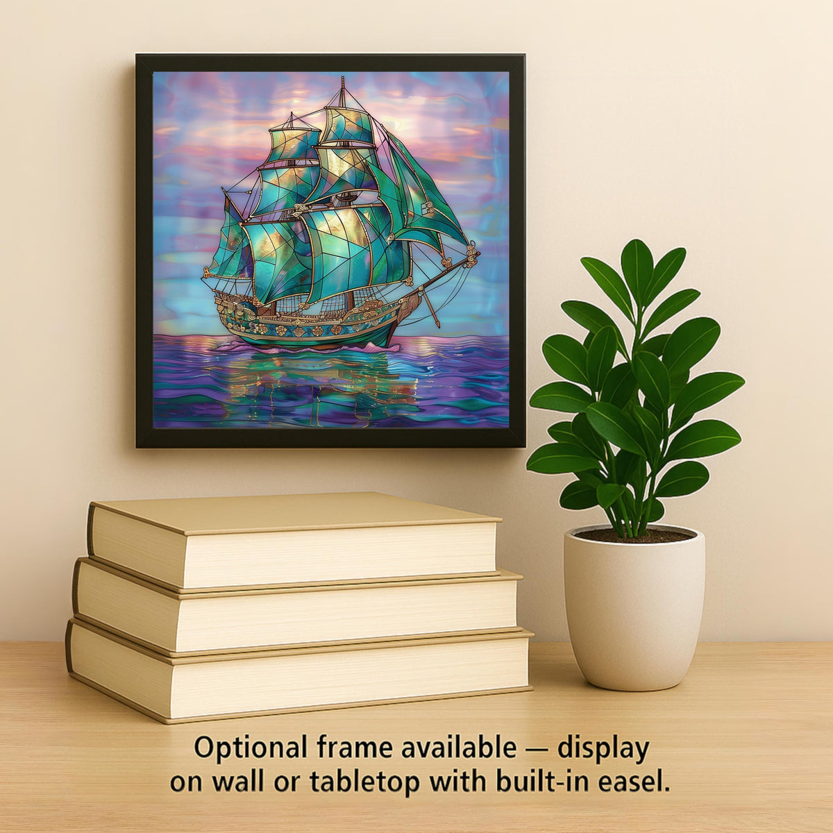 Nautical Sailing Ship Wall Art Ceramic Tile Coastal Gift Teal Decor Sailor Art Ocean Lover Gift Art Tile