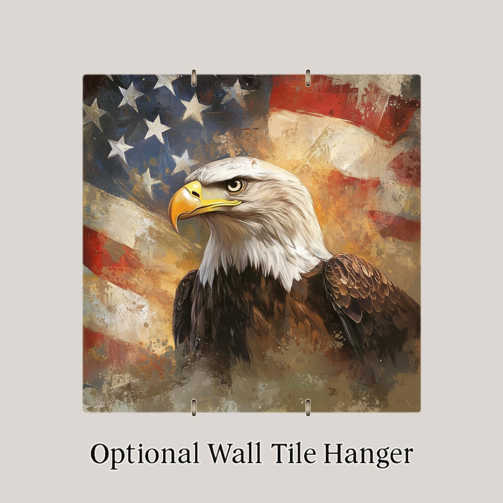 Bald Eagle Wall Art Ceramic Tile Patriotic Gift USA Decor American Wildlife Art Eagle Lover Gift Tile