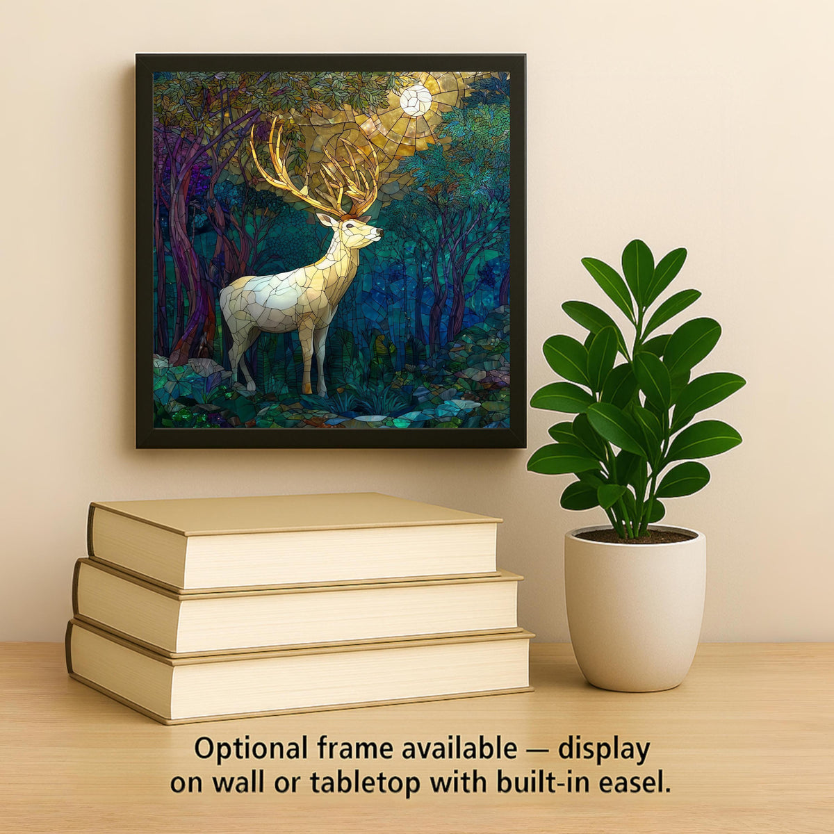 White Stag Wall Art Ceramic Tile Woodland Gift Majestic Deer Decor Nature Art Mystical Home Gift Tile