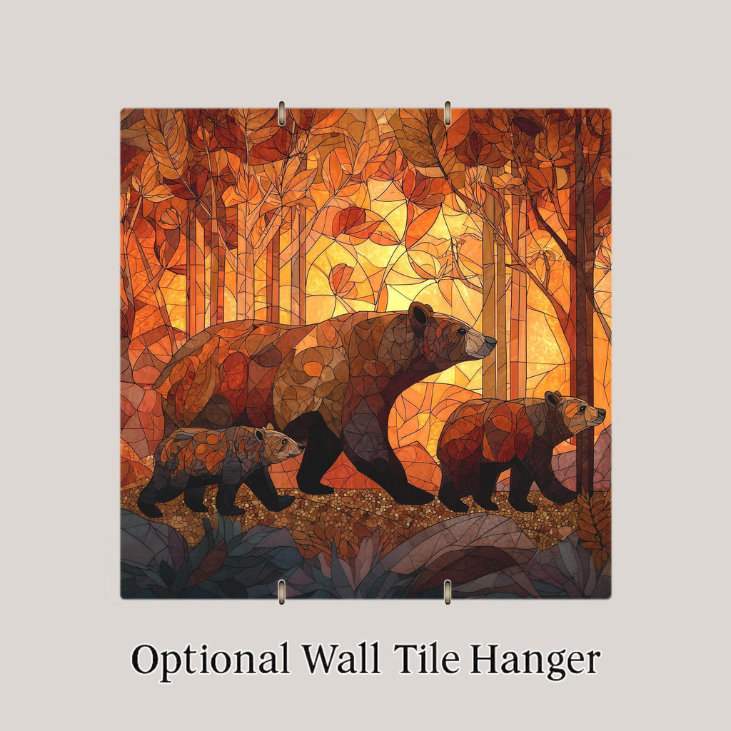 Bear Family Wall Art Ceramic Tile Wildlife Decor Cabin Gift Bear Lover Art Nature Tile