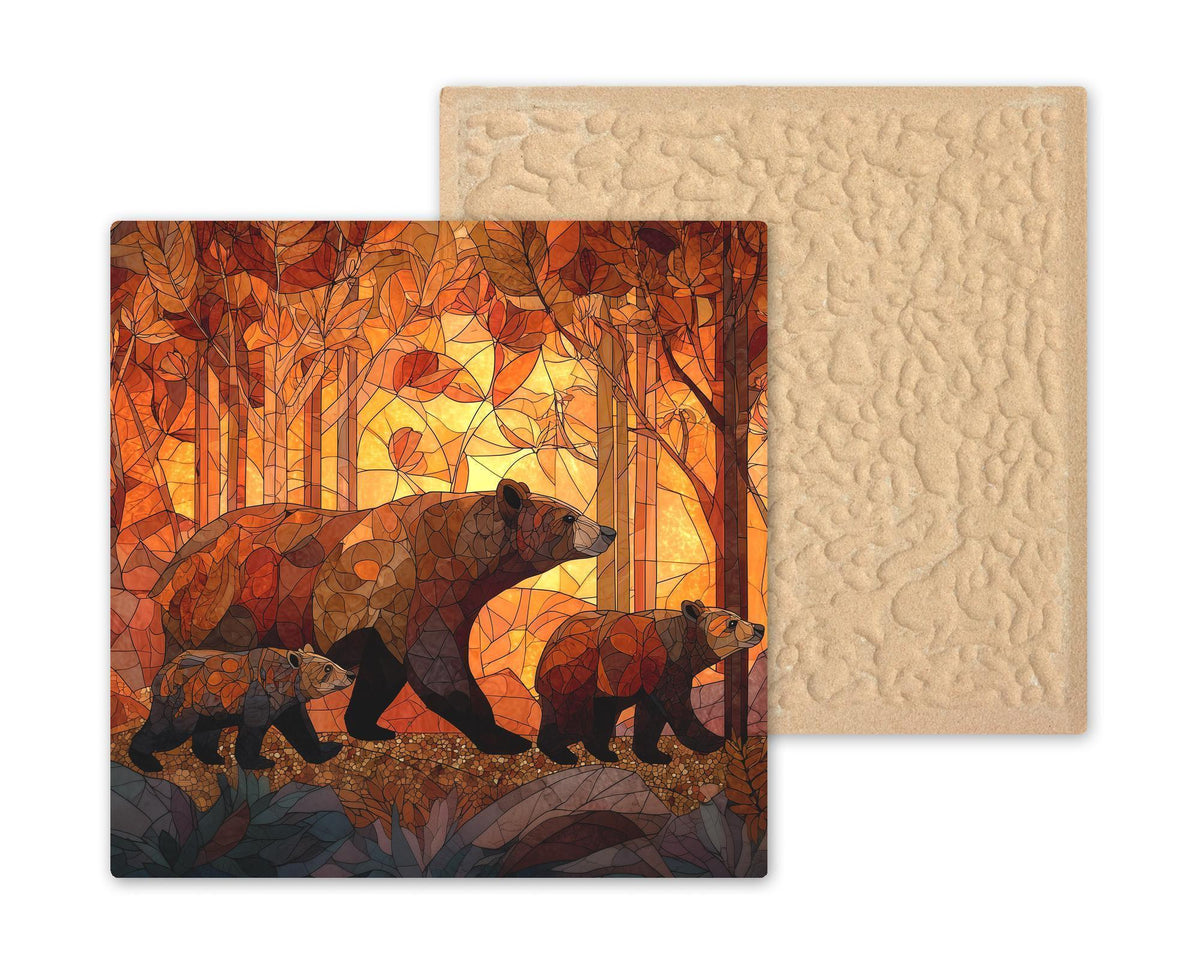 Bear Family Wall Art Ceramic Tile Wildlife Decor Cabin Gift Bear Lover Art Nature Tile