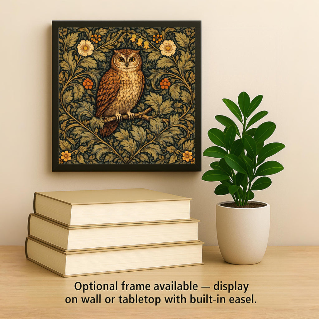 Owl Wall Art Ceramic Tile William Morris Gift Art Nouveau Woodland Decor Owl Lover Arts Crafts Nature Art